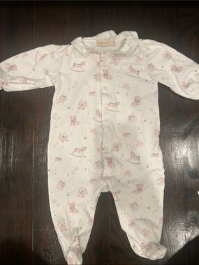 Baby club chic European White and Pink Printed Baby One-Piece Footed Pajamas